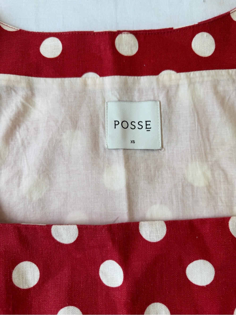 Posse XS Alice Red Polka Dot Linen Mini Dress - Picture 10 of 15
